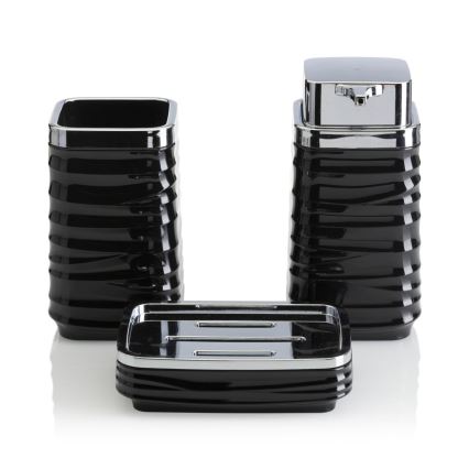Juego de accesorios de baño WAVE 5 pz negro/cromo brillante