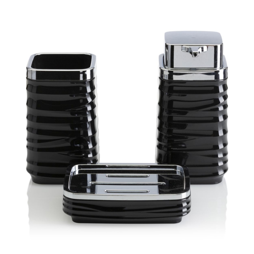 Juego de accesorios de baño WAVE 5 pz negro/cromo brillante