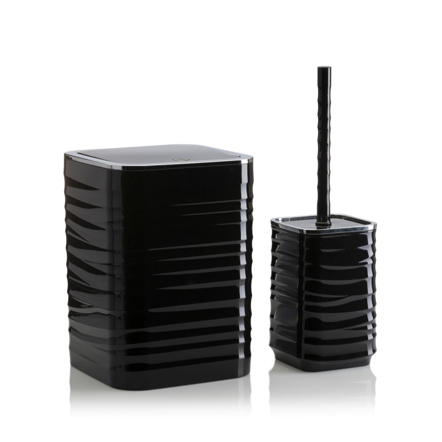 Juego de accesorios de baño WAVE 5 pz negro/cromo brillante