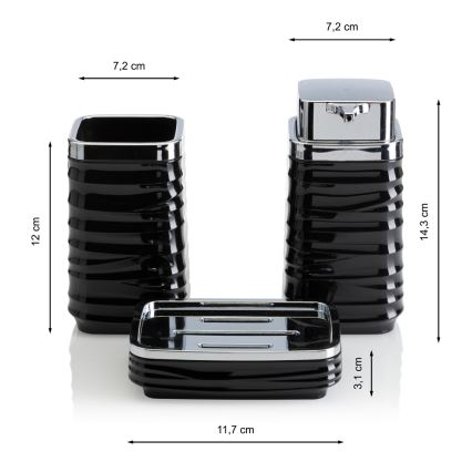 Juego de accesorios de baño WAVE 5 pz negro/cromo brillante