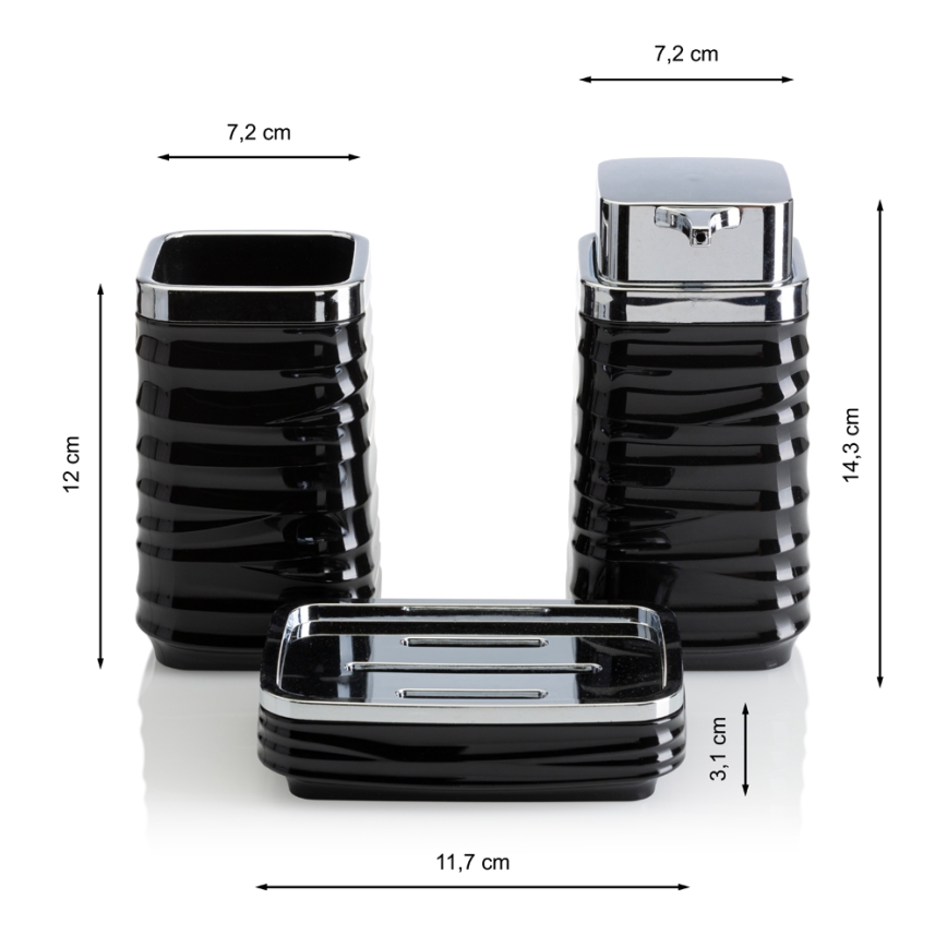 Juego de accesorios de baño WAVE 5 pz negro/cromo brillante