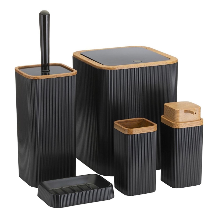 Juego de accesorios de baño ZOYA 5 pz negro/marrón