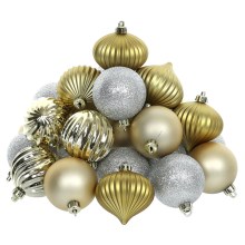 Juego de adornos navideños 30 piezas dorado/plata