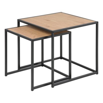 Juego de mesas de centro SARON 2 pz roble/negro