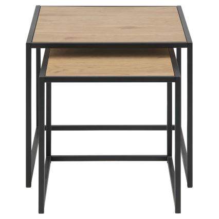 Juego de mesas de centro SARON 2 pz roble/negro