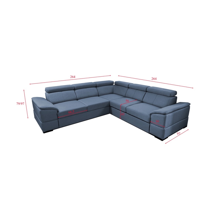 Juego de salón de esquina plegable universal con espacio de almacenamiento GRANADA azul