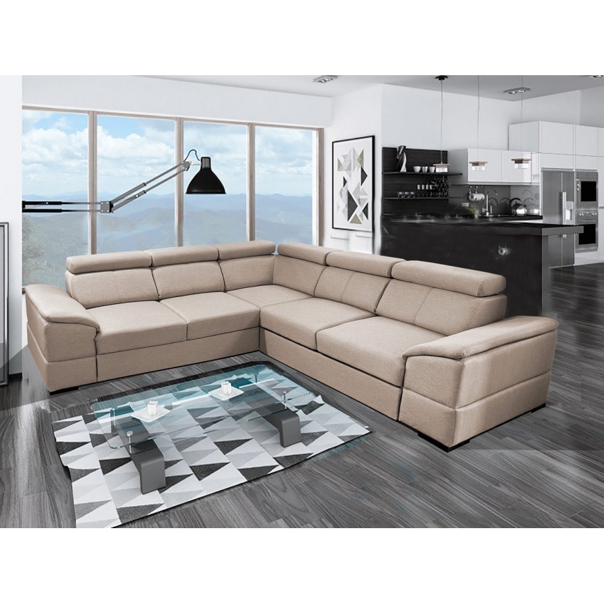 Juego de salón de esquina plegable universal con espacio de almacenamiento GRANADA beige