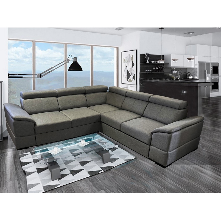 Juego de salón de esquina plegable universal con espacio de almacenamiento GRANADA gris oscuro