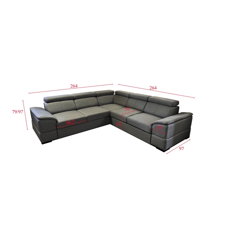 Juego de salón de esquina plegable universal con espacio de almacenamiento GRANADA gris oscuro