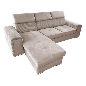 Juego de salón de esquina plegable universal en forma de L con espacio de almacenamiento SALVADA beige