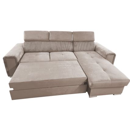 Juego de salón de esquina plegable universal en forma de L con espacio de almacenamiento SALVADA beige