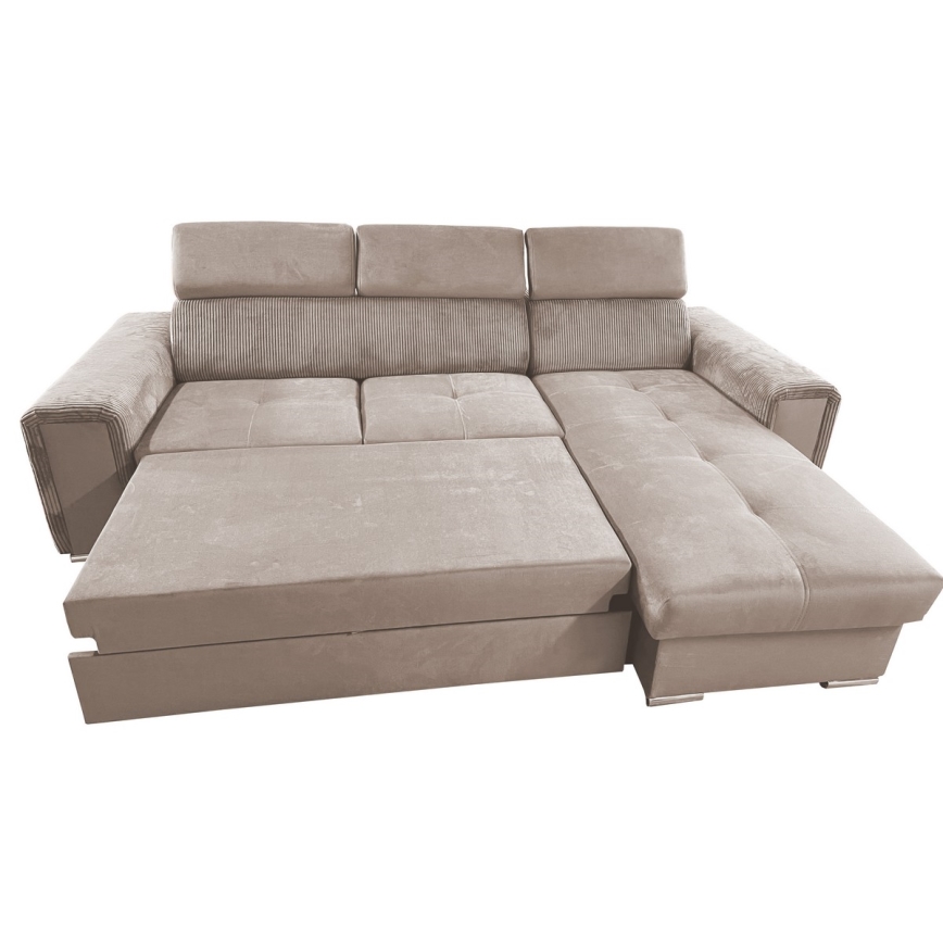 Juego de salón de esquina plegable universal en forma de L con espacio de almacenamiento SALVADA beige