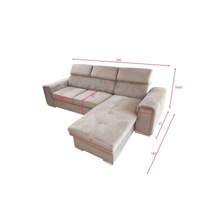 Juego de salón de esquina plegable universal en forma de L con espacio de almacenamiento SALVADA beige