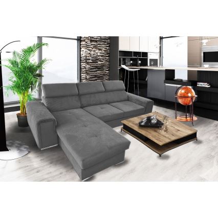 Juego de salón de esquina plegable universal en forma de L con espacio de almacenamiento SALVADA gris oscuro