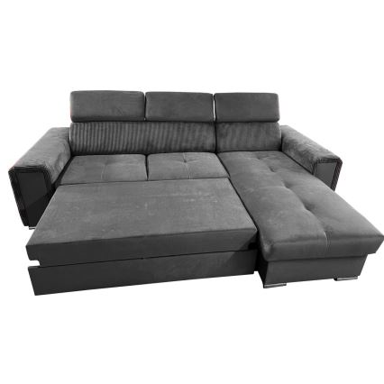 Juego de salón de esquina plegable universal en forma de L con espacio de almacenamiento SALVADA gris oscuro