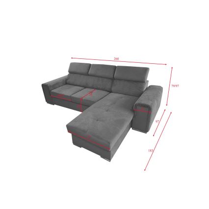 Juego de salón de esquina plegable universal en forma de L con espacio de almacenamiento SALVADA gris oscuro