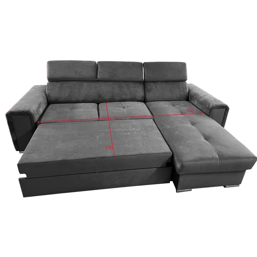 Juego de salón de esquina plegable universal en forma de L con espacio de almacenamiento SALVADA gris oscuro