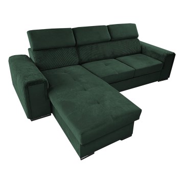 Juego de salón de esquina plegable universal en forma de L con espacio de almacenamiento SALVADA verde