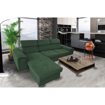 Juego de salón de esquina plegable universal en forma de L con espacio de almacenamiento SALVADA verde