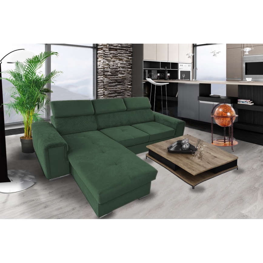Juego de salón de esquina plegable universal en forma de L con espacio de almacenamiento SALVADA verde
