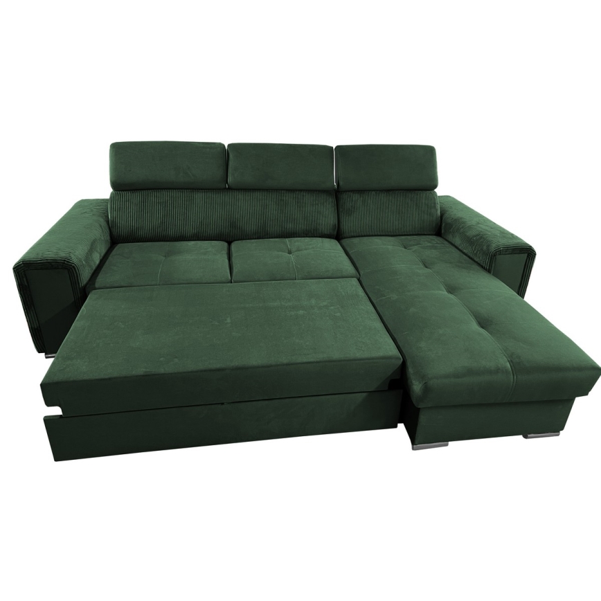 Juego de salón de esquina plegable universal en forma de L con espacio de almacenamiento SALVADA verde