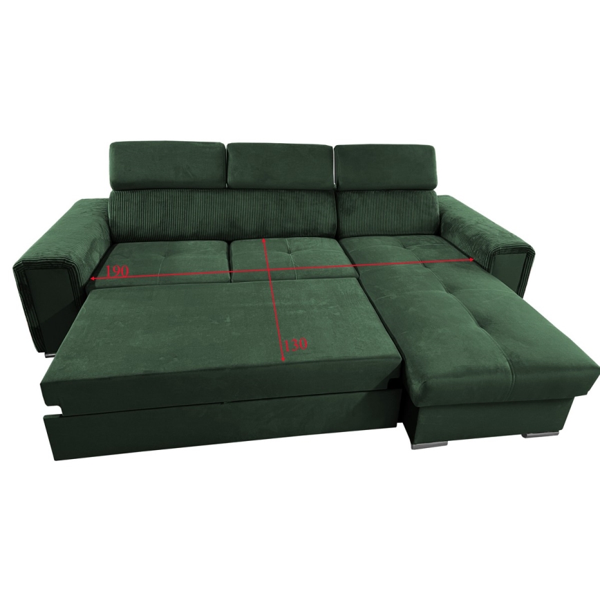 Juego de salón de esquina plegable universal en forma de L con espacio de almacenamiento SALVADA verde