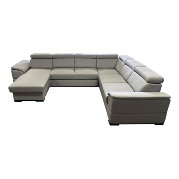 Juego de salón en forma de U plegable con esquina universal con almacenamiento GRANADA gris claro