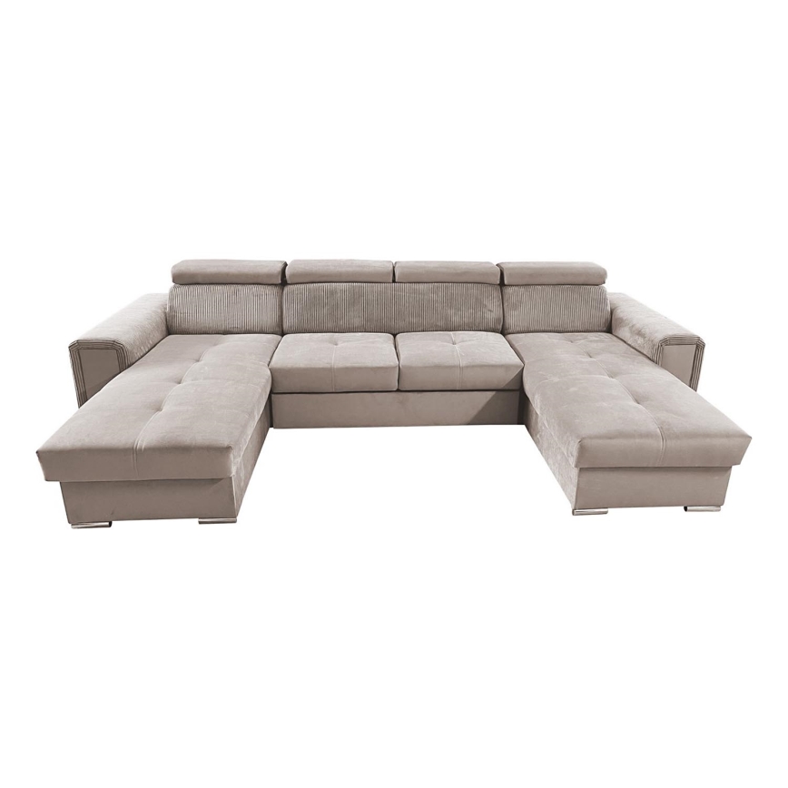 Juego de salón en forma de U plegable con esquina universal con almacenamiento SALVADA beige