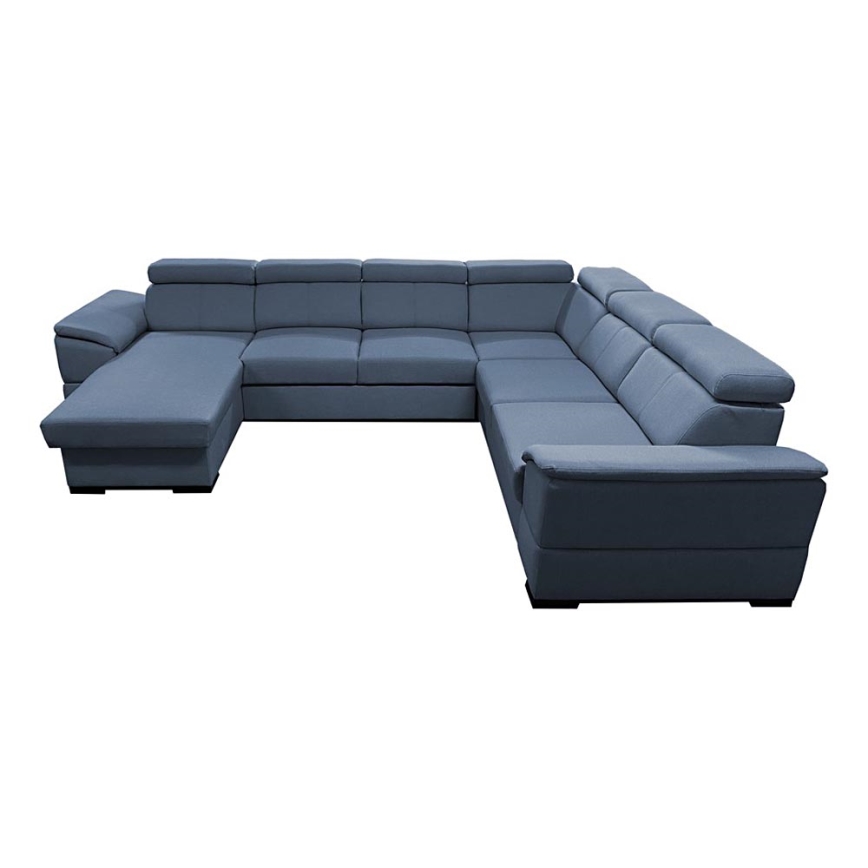 Juego de salón en forma de U plegable con esquina universal con espacio de almacenamiento GRANADA azul
