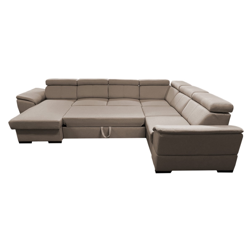 Juego de salón en forma de U plegable con esquina universal con espacio de almacenamiento GRANADA beige