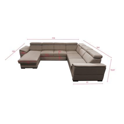 Juego de salón en forma de U plegable con esquina universal con espacio de almacenamiento GRANADA beige