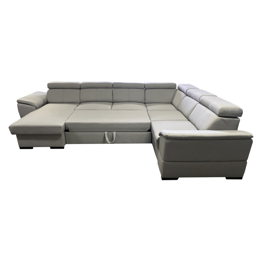 Juego de salón en forma de U plegable con esquina universal con almacenamiento GRANADA gris claro