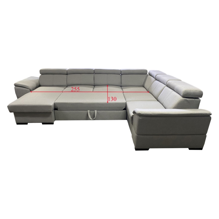 Juego de salón en forma de U plegable con esquina universal con almacenamiento GRANADA gris claro