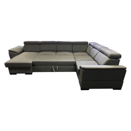 Juego de salón en forma de U plegable con esquina universal con espacio de almacenamiento GRANADA gris oscuro