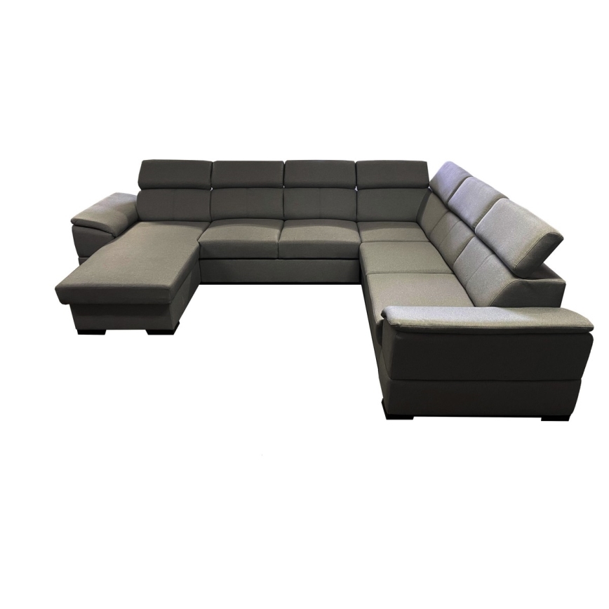 Juego de salón en forma de U plegable con esquina universal con espacio de almacenamiento GRANADA gris oscuro
