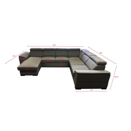 Juego de salón en forma de U plegable con esquina universal con espacio de almacenamiento GRANADA gris oscuro