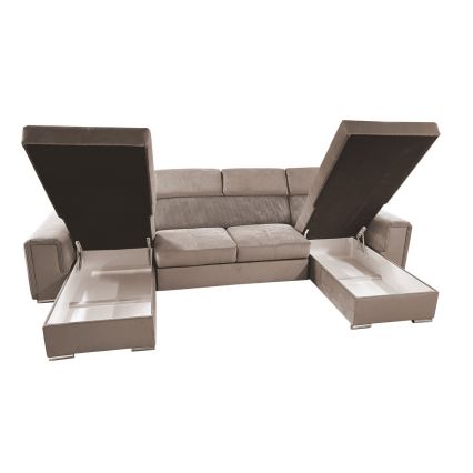 Juego de salón en forma de U plegable con esquina universal con almacenamiento SALVADA beige