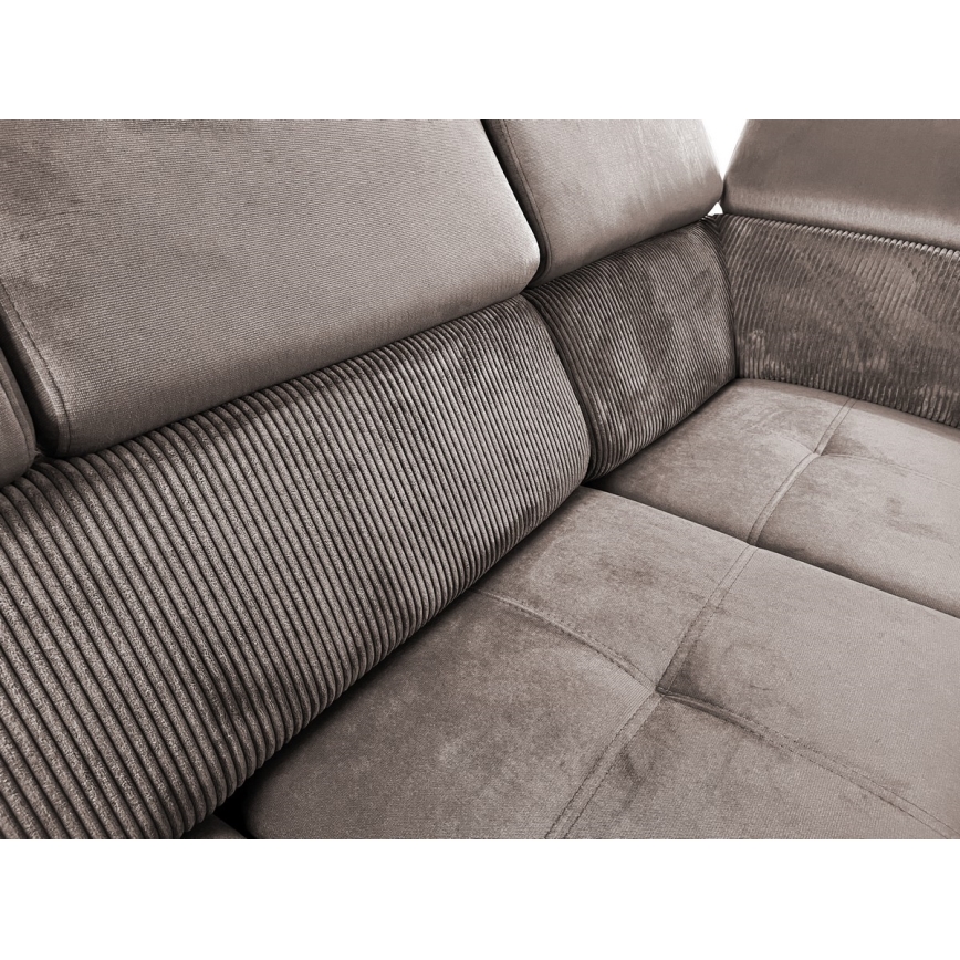 Juego de salón en forma de U plegable con esquina universal con almacenamiento SALVADA beige