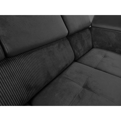 Juego de salón en forma de U plegable con esquina universal con almacenamiento SALVADA gris oscuro