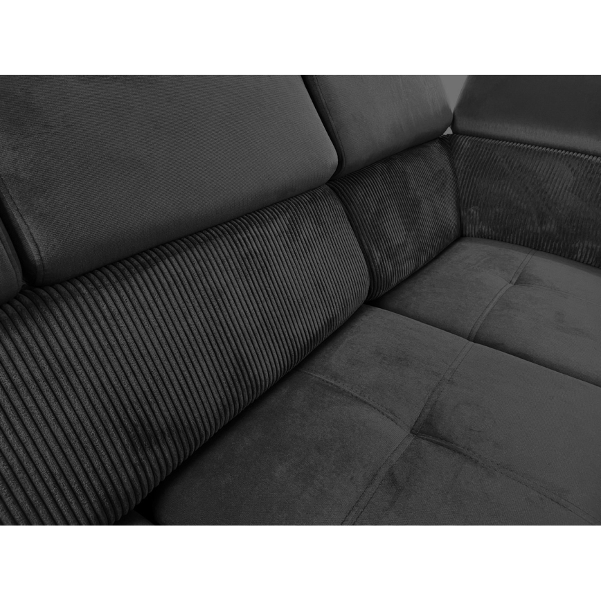Juego de salón en forma de U plegable con esquina universal con almacenamiento SALVADA gris oscuro
