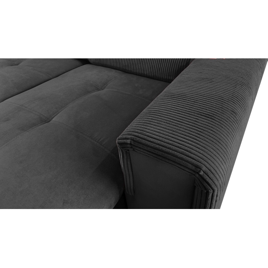 Juego de salón en forma de U plegable con esquina universal con almacenamiento SALVADA gris oscuro