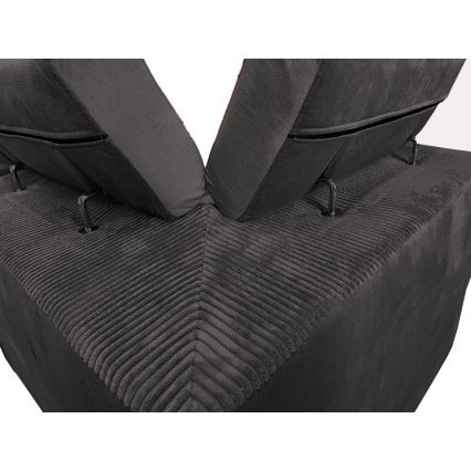 Juego de salón en forma de U plegable con esquina universal con almacenamiento SALVADA gris oscuro