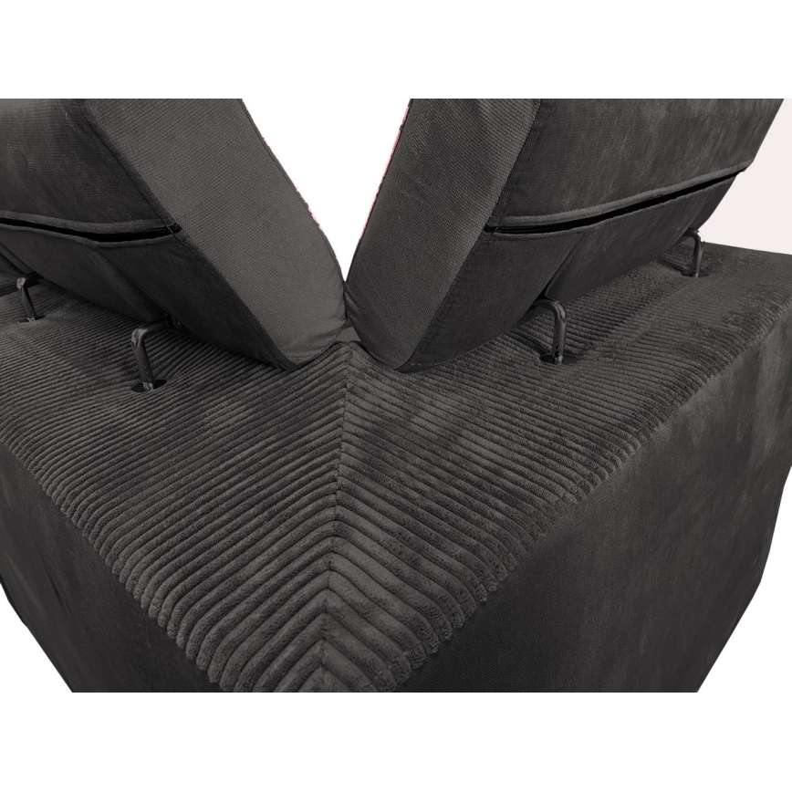 Juego de salón en forma de U plegable con esquina universal con almacenamiento SALVADA gris oscuro