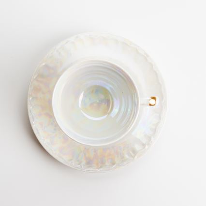 Juego de té de porcelana blanco nacarado