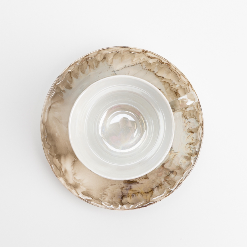 Juego de té de porcelana marrón mármol