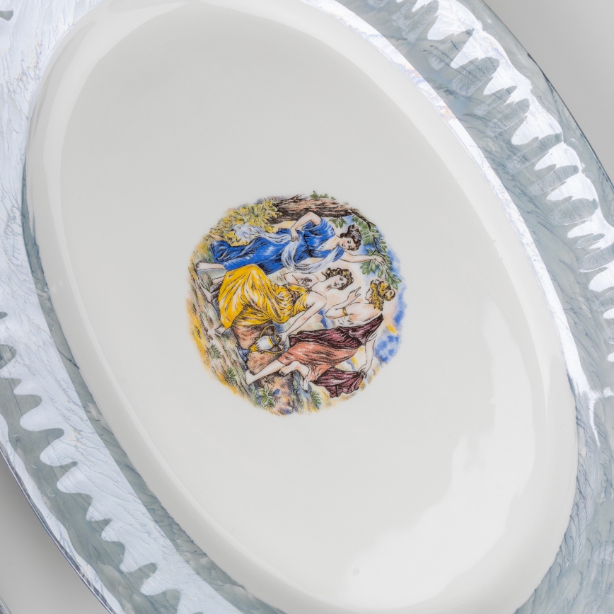 Juego de vajilla de porcelana 26 piezas azul con acabado perlado