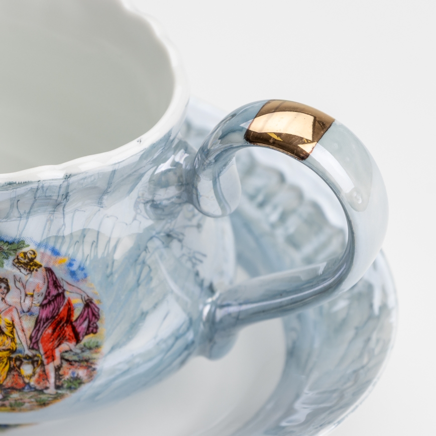 Juego de vajilla de porcelana 26 piezas azul con acabado perlado