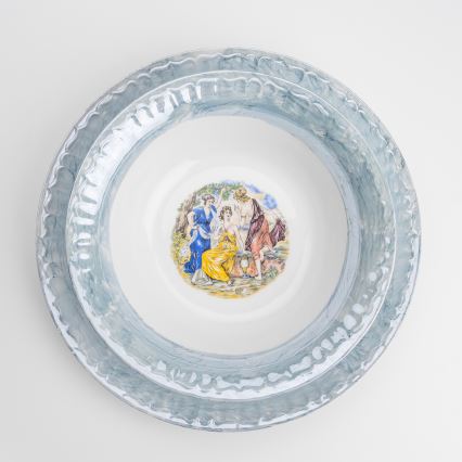 Juego de vajilla de porcelana 26 piezas azul con acabado perlado