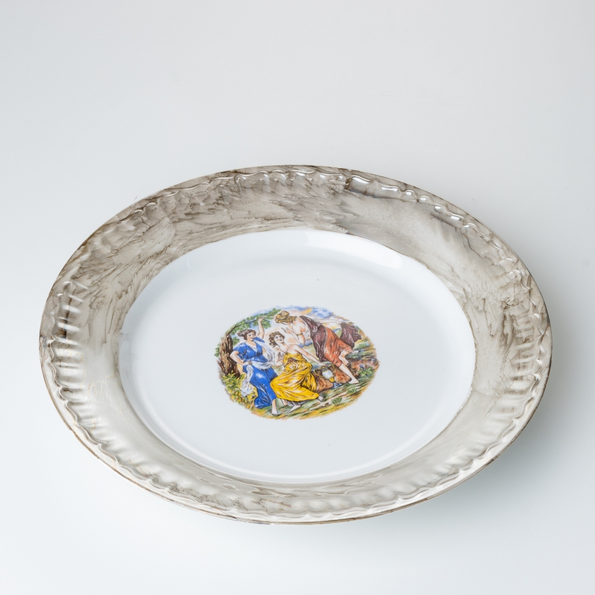 Juego de vajilla de porcelana de 26 piezas beige/blanco con acabado de mármol
