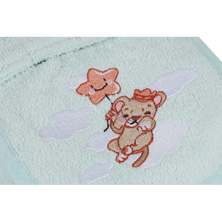 Juego infantil de toalla ASLAN - albornoz, toalla, toallita de baño menta